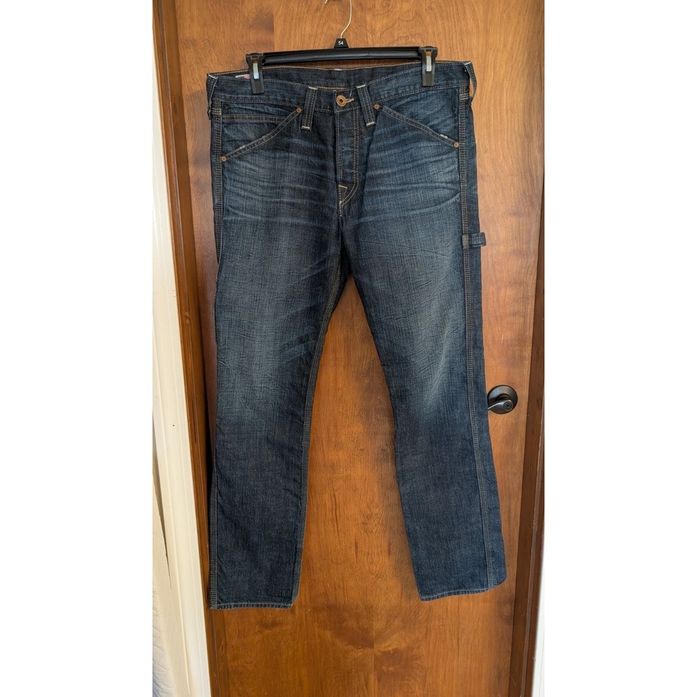 True Religion Carpenter Jeans Mens 36 Dark Wash Blue Slim Straight Made in USA